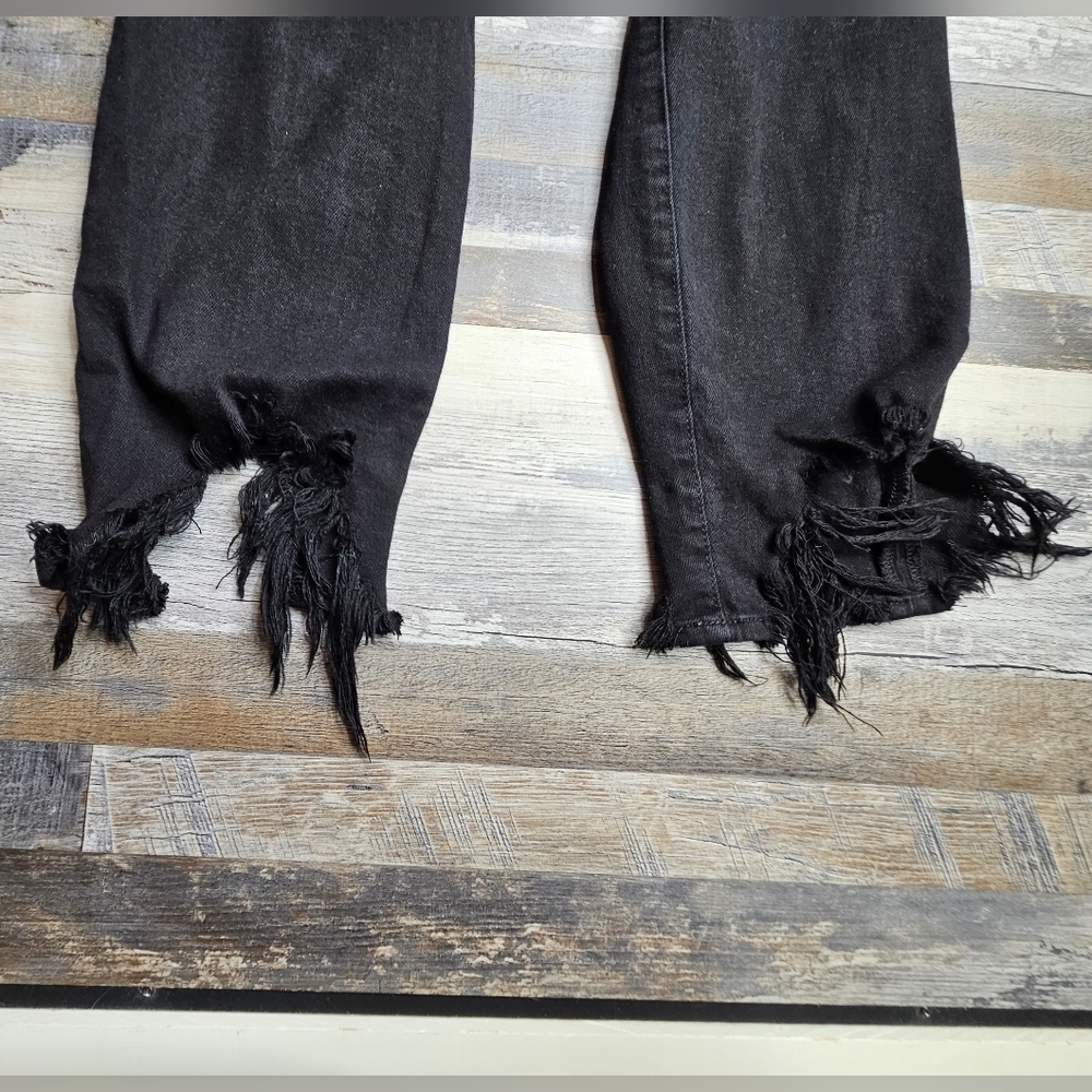 L'agence High Line Skinny Onyx Destruct Women's 29 Raw Hem Distressed Knee Black - Picture 5 of 10